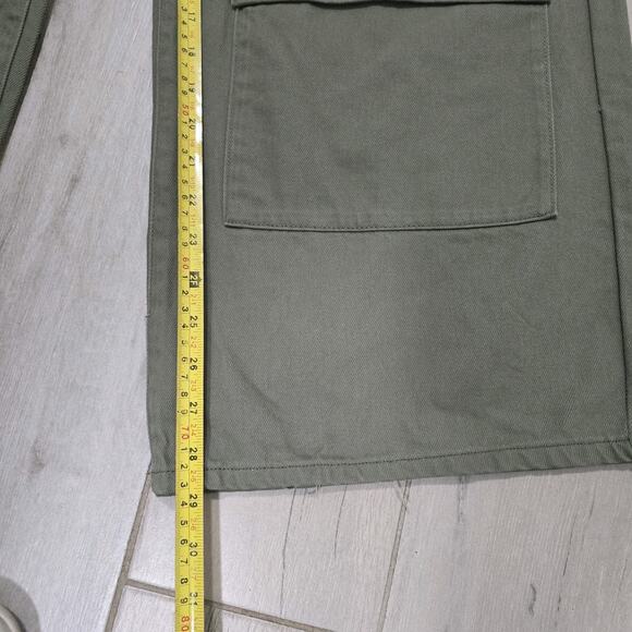 Forever 21 Womens Olive Cargo Pants Y2k Wide Leg Utility Multi Pocket Cotton S - Picture 12 of 13